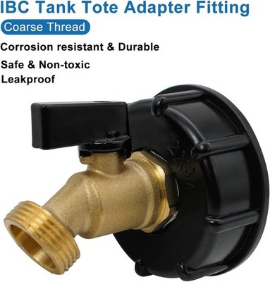 275 330 Gallon IBC Tote Water Tank Adapter 2'' Brass Hose Faucet Valve Connector