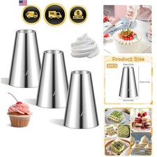 Cake Piping Tips Set 3pcs Large Round Stainless Steel Icing Tips for Decorating