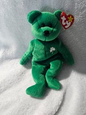 New Vintage 1997 TY Beanie Babies Erin St. Patrick's Day Teddy Bear Plush Toy 9"