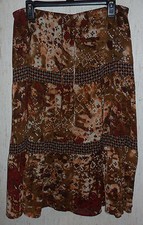 EXCELLENT WOMENS SAG HARBOR MULTI BROWNS TIERED BOHO PEASANT LINED SKIRT SIZE 16