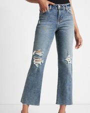 Express Mid Rise Medium Wash Ripped 90s Ankle Boot Jeans, Size: 16L, NWT, Free S