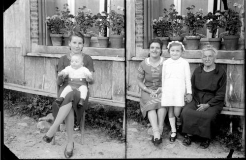 Doble Retratos Familia Dvt Casa Negativo Foto Cristal An. 1940 - Imagen 1 de 1