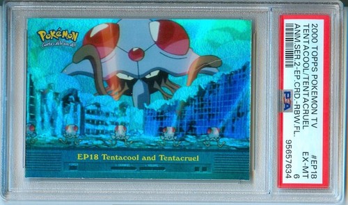 2000 Topps Pokemon TV TENTACOOL/TENTACRUEL Rainbow Foil #EP18 PSA 6 - Foto 1 di 2