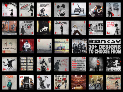 Banksy Set Canvas Prints Wall Art Pictures Modern Dismaland HUGE Graffiti Cool