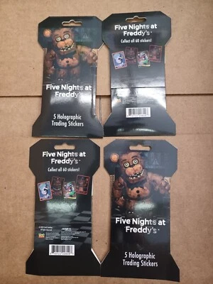 SURREAL ENTERTAINMENT Lot of 4 Pack Five Nights At Freddy's Holographic Trading Stickers Blister Pack