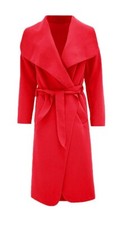 Women's Belted Duster Jacket Drape Long Coat Ladies Waterfall Italian Trench