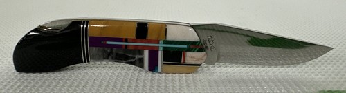 Lakota Teal Knife by Moki - Precious Stone Inlay - Picture 3 of 6