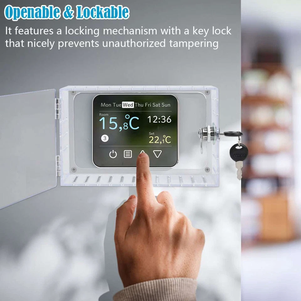Thermostat Cover Large Universal Combination Lock Clear Box Guard Wall Mounted - Image 4 of 4