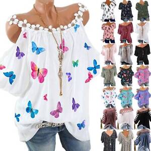 Womens Plus Size Boho Floral Loose Blouse Ladies Baggy Pullover T Shirt Tops UK