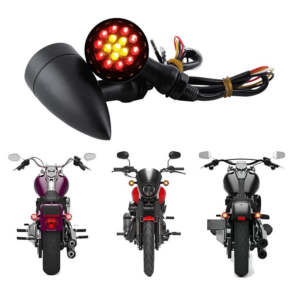 2PCS Motorcycle LED Turn Signal Light Small For Harley Sportster Iron 1200 883 - Image 2 of 4