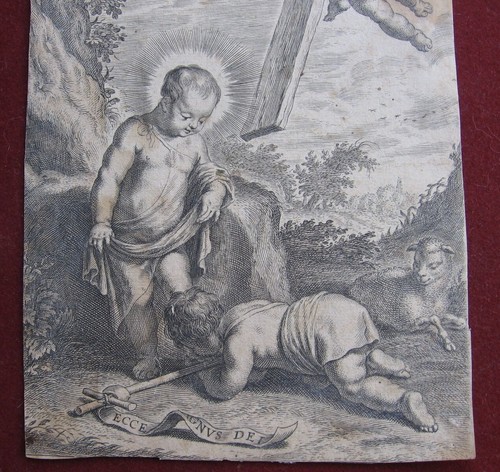 Kupferstich: Christuskind & Johannesknabe 1600/Christ Child Infant St John Print - Bild 3 von 4