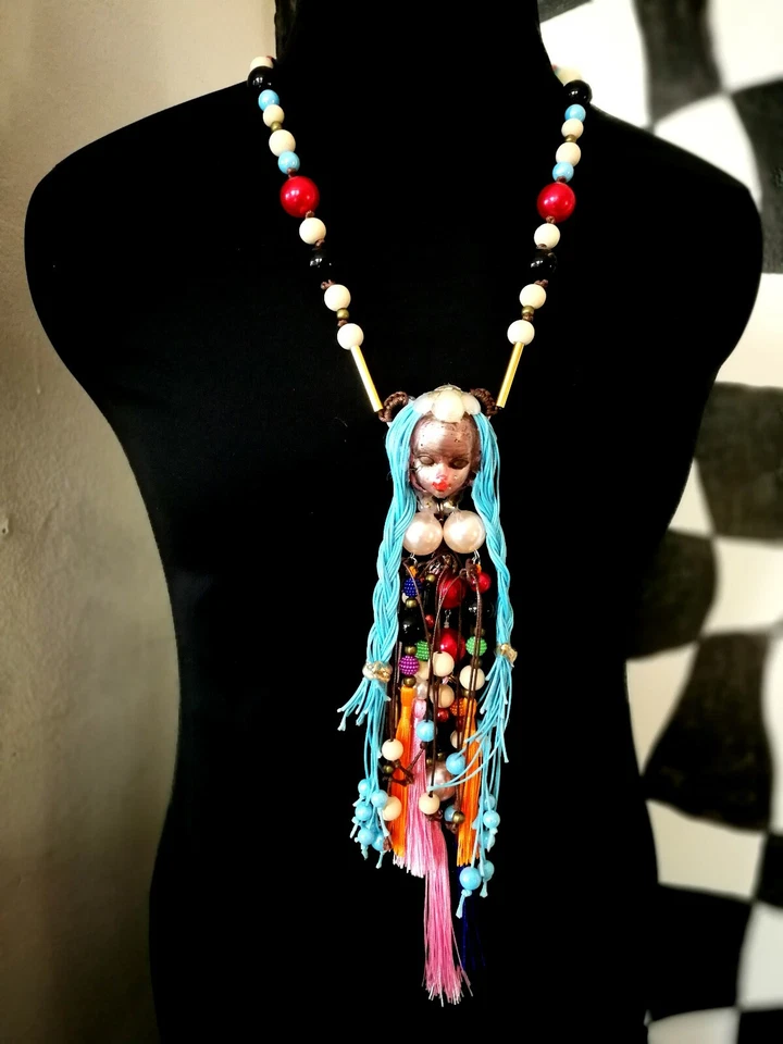 Joyería de Lujo Perla Simulada Oro Plata Piedras Preciosas Vudú Muñeca Collar Foto 3 de 4