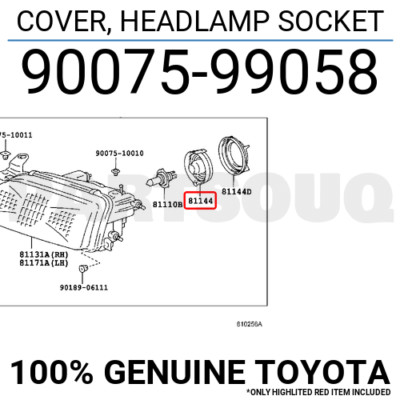 r① 9007599058 Genuine Toyota COVER, HEADLAMP SOCKET 90075-99058 | eBay