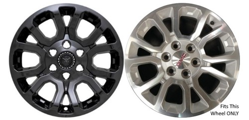 4 BLACK 2014-20 GMC SIERRA 1500 YUKON 18" Wheel Skins Hub Caps Alloy Rim Covers - Picture 2 of 3