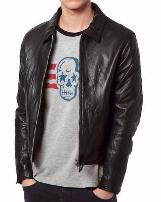 Men's Leather Jacket Motorcycle Biker Pure Lambskin Black Slim Fit Soft Coat