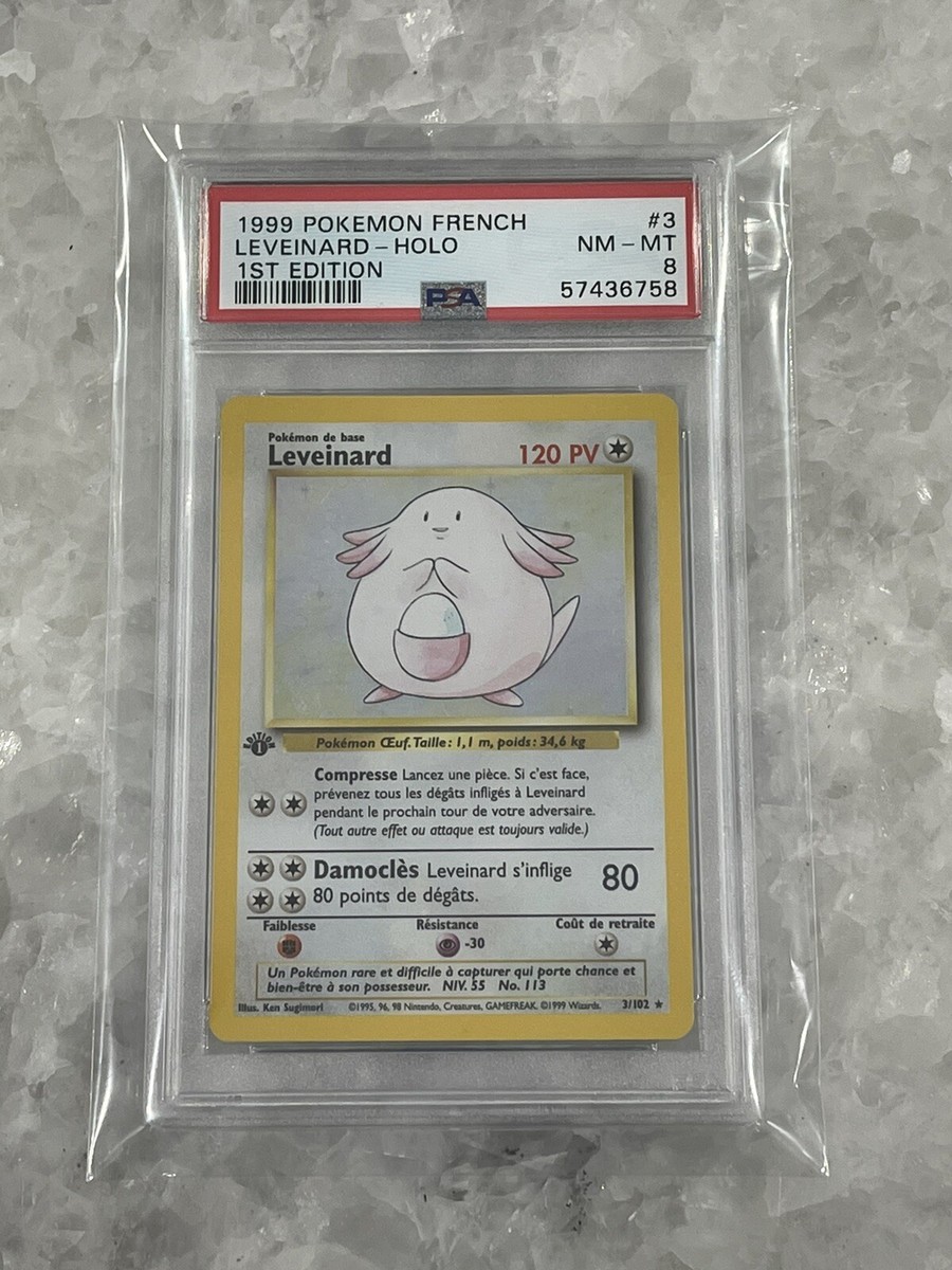 PSA 8 NEAR MINT Pokemon CHANSEY LEVEINARD Holo Base Set French 1st