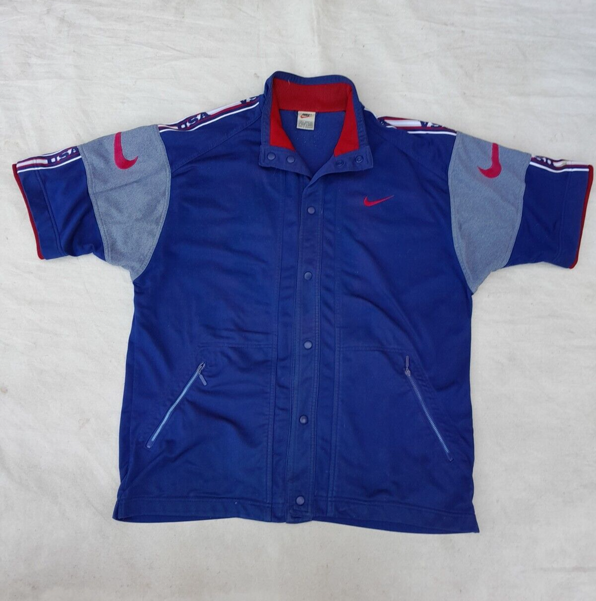 Vintage Nike USA Track Jacket Men's Large Blue 90's