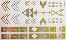 Tattoo Temporary Flash Adhesive Gold Silver 9 Pieces Bracelet Necklace Foot K7
