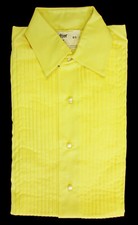 New Boys Small Vintage Yellow Tuxedo Shirt Pleated Front Retro Prom Halloween