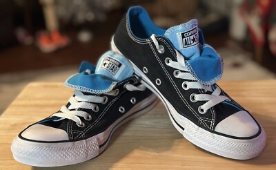 Converse Chuck Taylor All Star Low Top Black Dbl Tongue Wmns Size 7 Men's Size 5