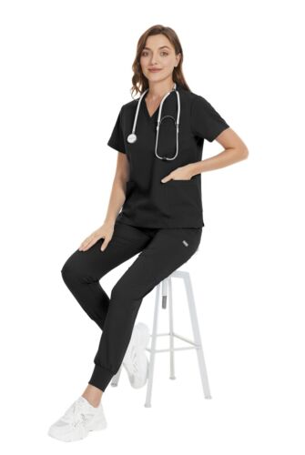 Medical Scrub Nurse Uniform Women Scrub Set V-Neck Tops Jogger Pocket-Pants - Picture 104 of 132