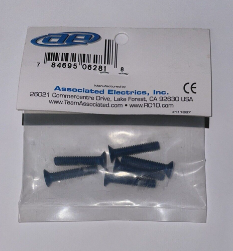 Vintage Team Associated Blue 8-32 7/8 inch Aluminum Screw Set 6281 New NOS NIP - Picture 3 of 4