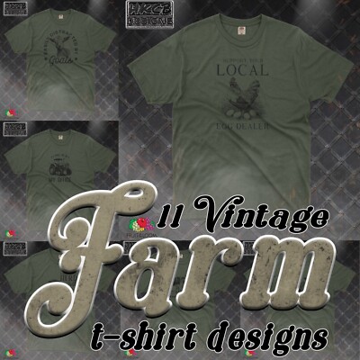 Vintage Bauernhof T-Shirt, Pferd, Kuh, Schwein, Huhn, Geflügel, lustige Farm, Wortspiel, T-Shirts,