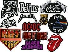 12pc. Band Patch Set  Nirvana  Beatles  Zeppelin  Kiss  Johnny Cash  Small