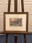 Watercolour painting - "Bäckenhäusl" drawn by F. Müller, under glass & framed 1996