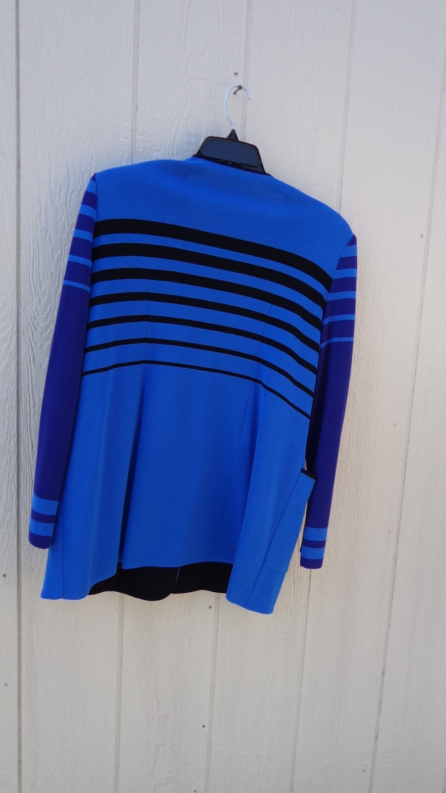 NICE Misook Multi Blue  Striped Front Zip Jacket … - image 10