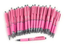 30ct Lot Misprint Retractable Click Pens:  Thick Barrel Rubber Grip: PINK 🩷