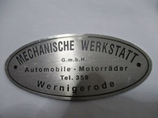 Typenschild Schild DKW Adler Wanderer Motorrad Pkw Wernigerode Händlerschild S68