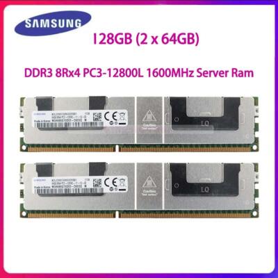 Samsung 128GB 2x64GB PC3-12800L DDR3-1600 LRDIMM ECC Reg Server Speicher 240-pin