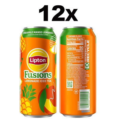 Lipton Fusions,Iced Tea, Strawberry or Pineapple Mango 16oz Cans