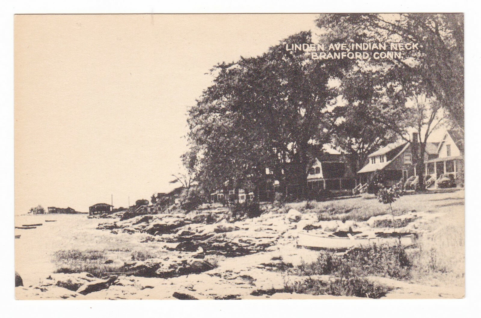 1900's BRANFORD CT INDIAN NECK LINDEN AVENUE HOMES VINTAGE POSTCARD