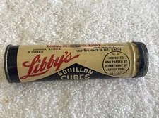 LIBBY’S BOUILLON CUBES VINTAGE TIN TUBE, LIBBY, McNEILL & LIBBY
