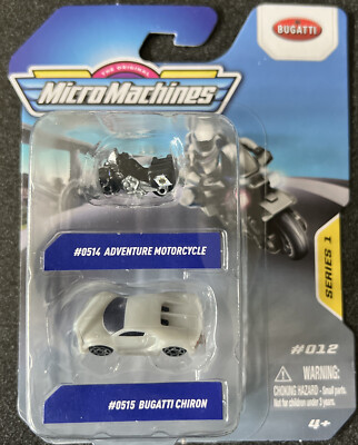 Micro Machines 2-pack Series 1 #012 Cycle & Bugatti Chiron Target exclusive HTF