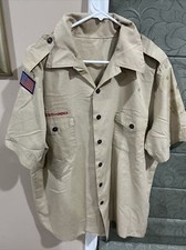 Boy Scout BSA UNIFORM SHIRT Mens Extra Large Xl Short Sleeve Tan H5