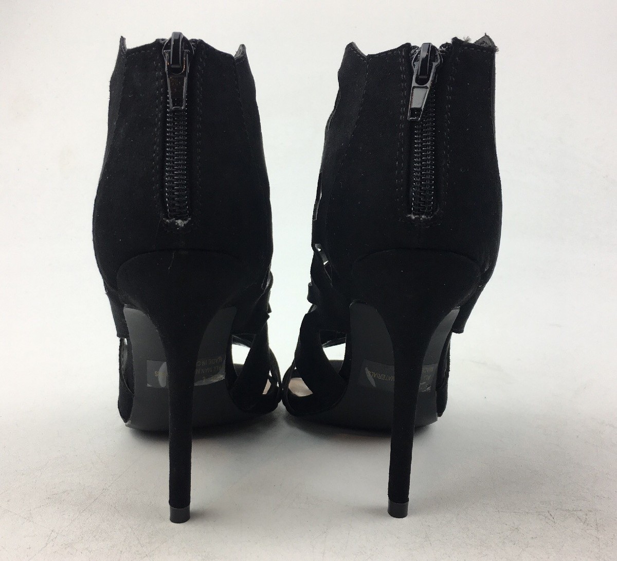 Sandales à Talons Qupid ARA148X - Daim Noir - Taille US 6 - Neuf Avec Boîte
