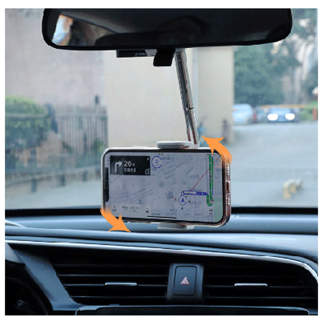 360 Degrees Car Rearview Mirror Mount Phone Holder Seat Stand Adjustable Support