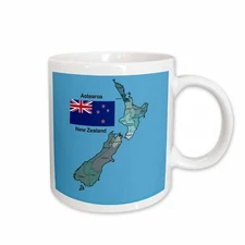 3dRose Flag and Map of New Zealand with all the regions identified and named. Mu