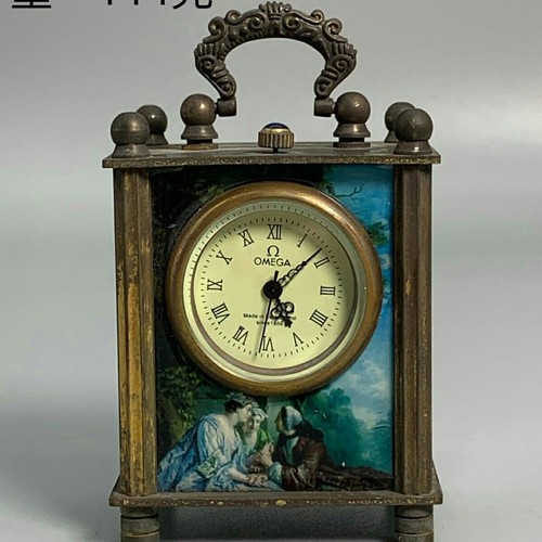 Clock statue Shelf Mantel auspicious peace elephant Mechanical Watch Old brass - Picture 3 of 7
