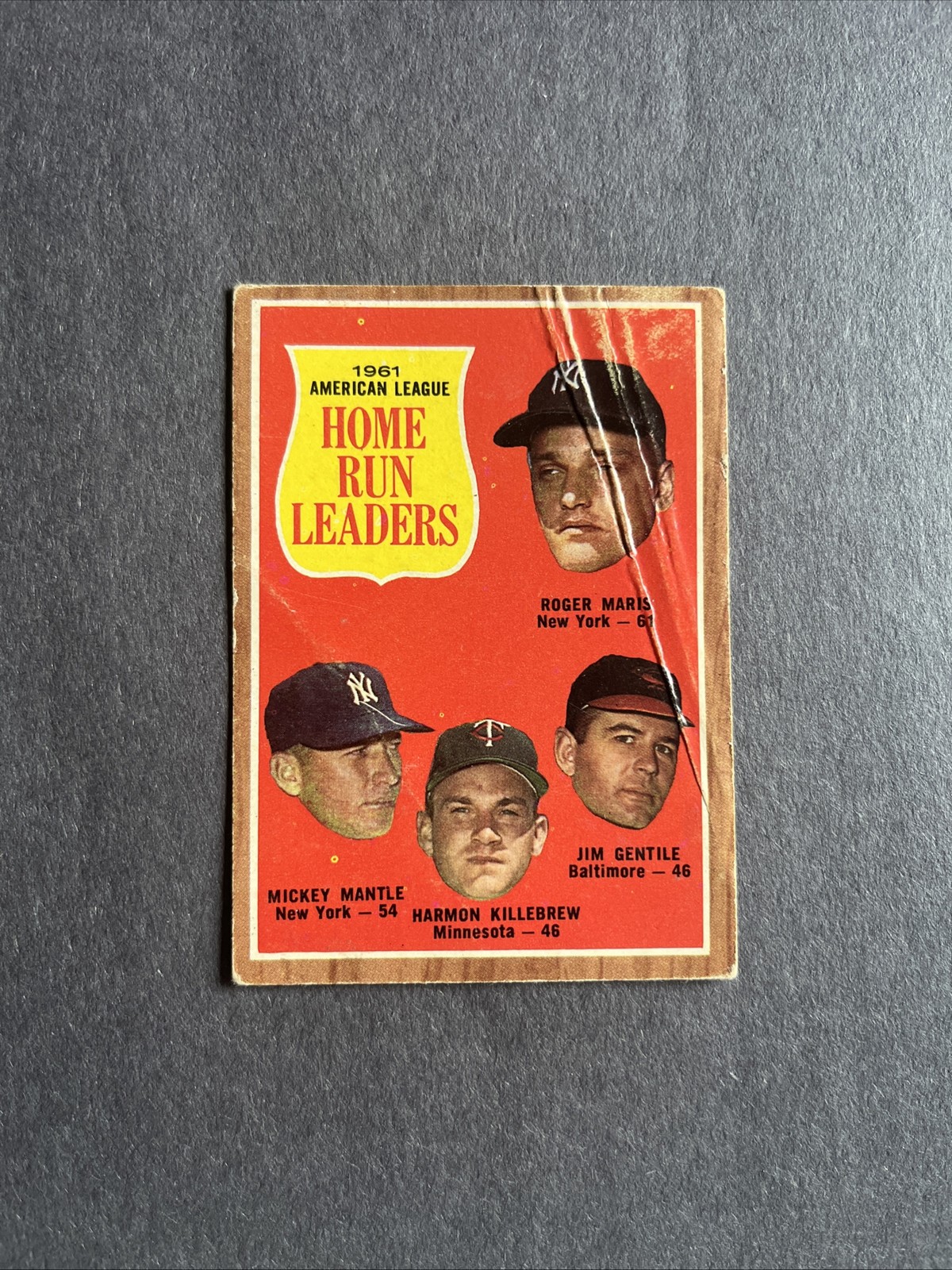 1962 Topps - League Leaders Mickey Mantle, Harmon Killebrew, Roger Maris #53!!