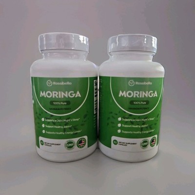 2 Pack Moringa Powder Capsules - Pure Nutrient-Rich Moringa Powder Exp 9/27