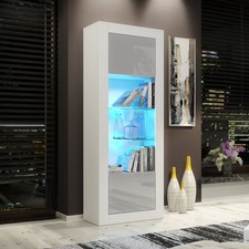 Display Cabinet – 170cm – High Gloss Doors – LED – Tall Modern Unit – LUNARO