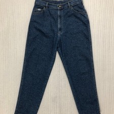 Vintage Lee Jeans Womens 16 Med High Rise Tapered Leg Dark Wash Made in USA 90s