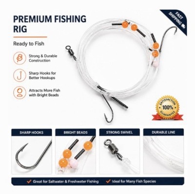 10 x 2 Haken Flapper Rigs Meeresangeln Rigs Made in UK für UK Gewässer