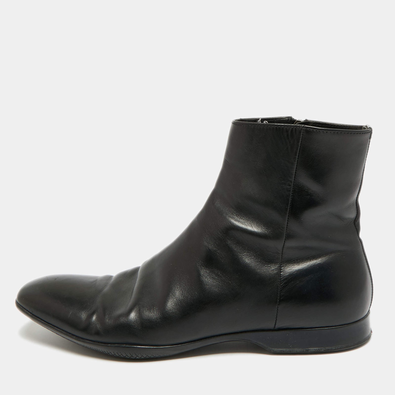 Prada Size 43 Black Leather Chelsea Boots