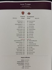 Arsenal v Sunderland 7th February 2026 Teamsheet