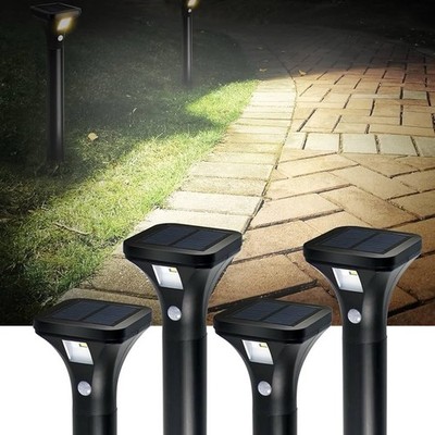 Auraxy Solar Outdoor Lights with Motion Sensor   Waterproof LED Pathway 4 Pack